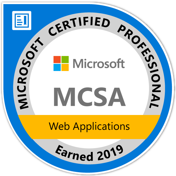 MCSA Web Applications 2019 certification